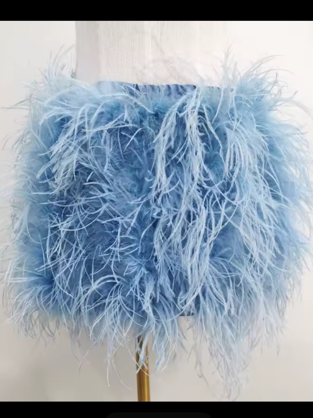 Haze Blue Feather Mini Skirt